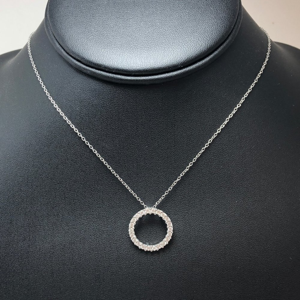 CZ Studded Circle on a Chain ~ Sterling Silver